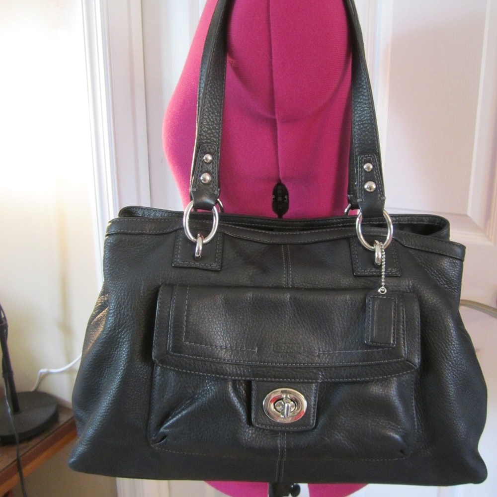 COACH black pebble leather bag purse